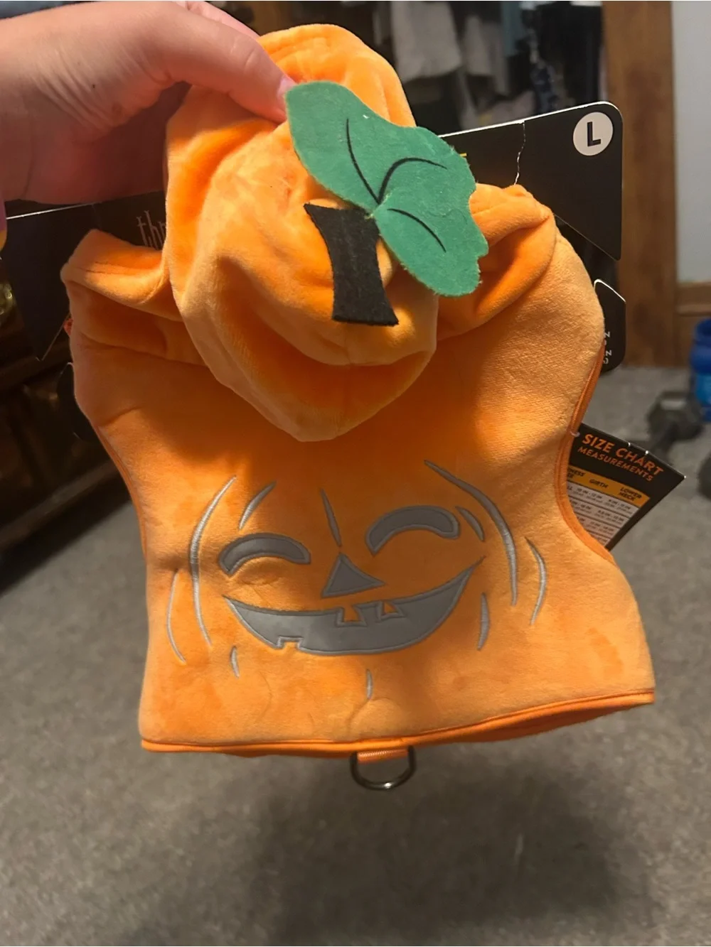 Pet Orange Reflective Pumpkin Hooded Vest costume